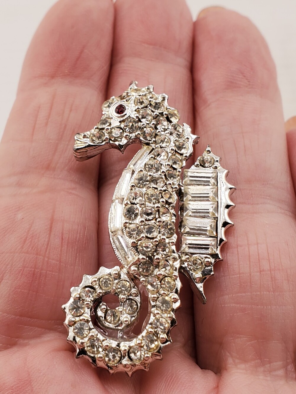 Pell Rhinestone Seahorse Brooch